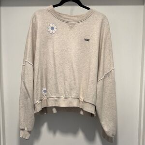 Vans Cream Crew Neck Sweater with Floral Design